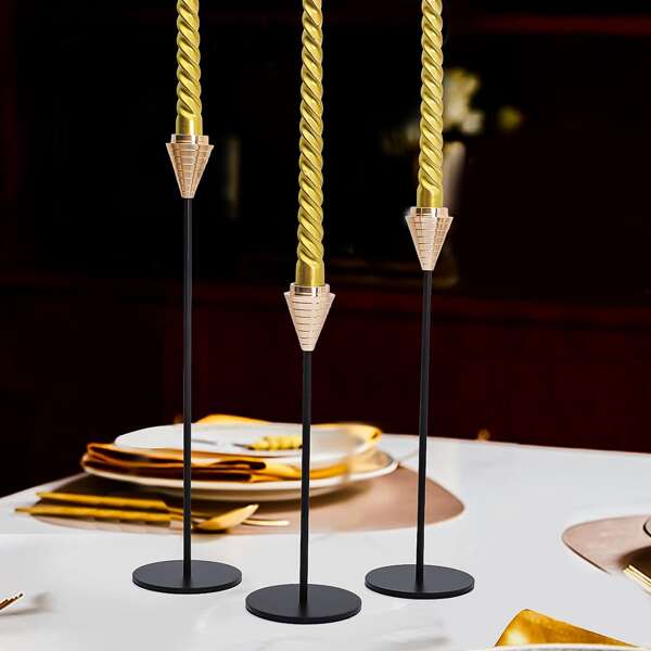 

3pcs Spiral Candle Holder, Multicolor