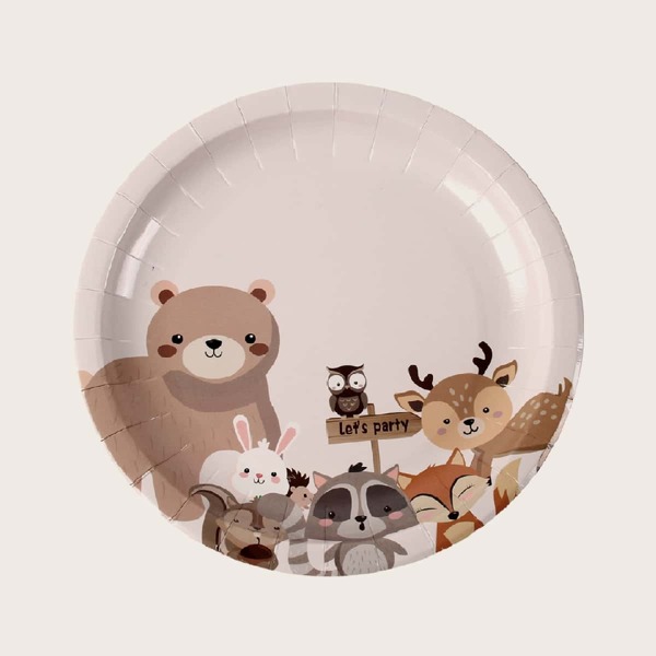 

8pcs 7 Inch Animal Print Disposable Plate, Multicolor
