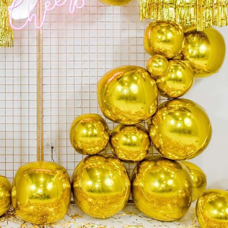 

4pcs Solid Color Decorative Balloon, Gold