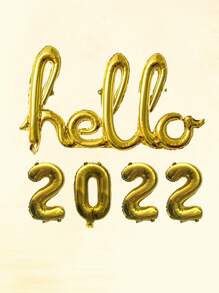 5 cái Hello 2022 Design Balloon - Vàng - Xem 1