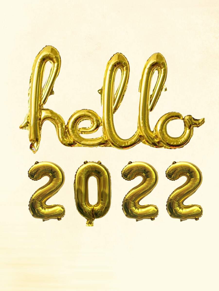5 cái Hello 2022 Design Balloon - Vàng - Xem 1