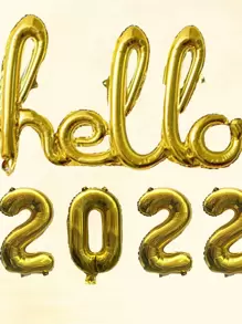 5 cái Hello 2022 Design Balloon - Vàng - Xem 2