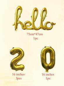 5 cái Hello 2022 Design Balloon - Vàng - Xem 3