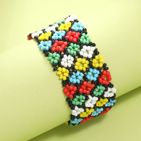 

Color Block Beaded Bracelet, Multicolor