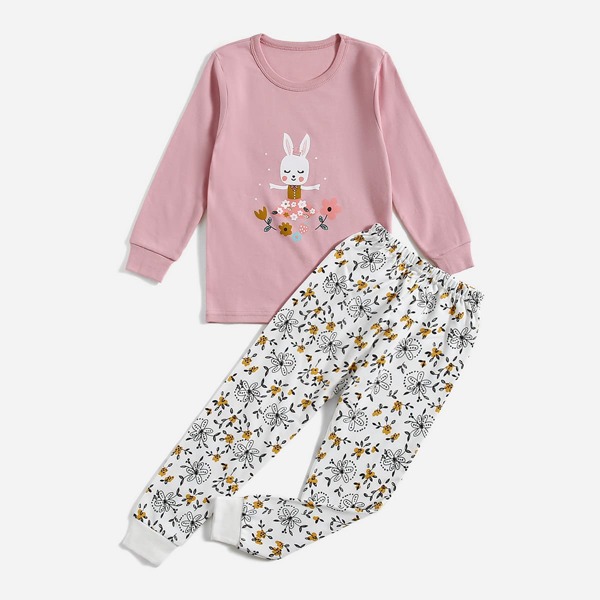 

для девочек Пижама & с цветочным принтом, Многоцветный