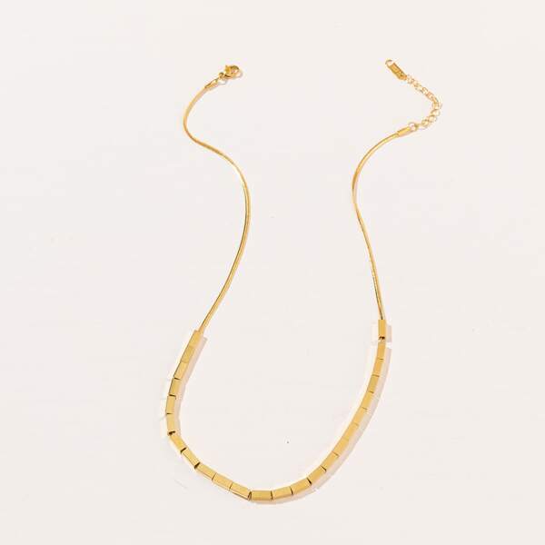 

Geo Bead Decor Necklace, Gold