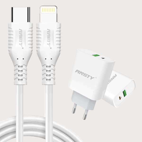 

1шт 20W Головка для быстрой зарядки & 1шт Кабель для передачи данных, Белый