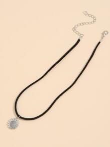 向日葵吊墜項鏈 - 銀色 - 查看 2