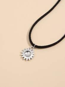 向日葵吊墜項鏈 - 銀色 - 查看 3