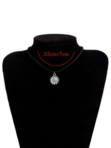 向日葵吊墜項鏈 - 銀色 - 查看 4