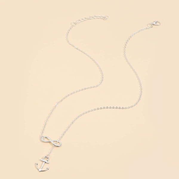 

Anchor Charm Necklace, Silver