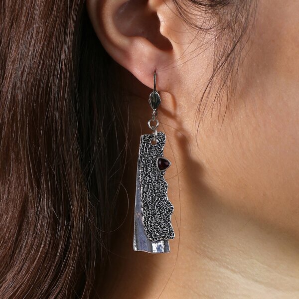 

Geo Decor Drop Earrings, Antique silver
