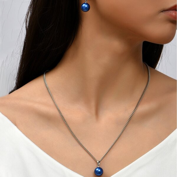 

3pcs Faux Pearl Decor Jewelry Set, Blue