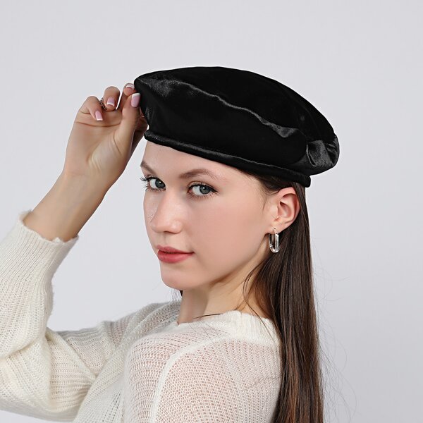 

Solid Beret Cap, Black