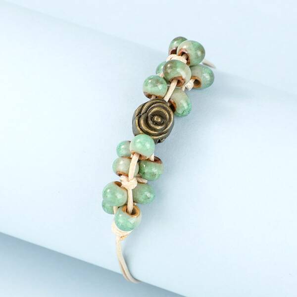 

Ceramic Beaded Bracelet, Mint green