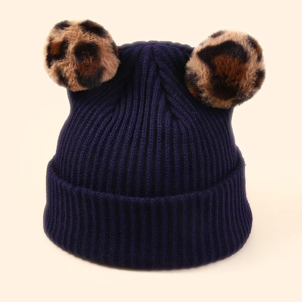 

Pom Pom Decor Beanie, Navy blue