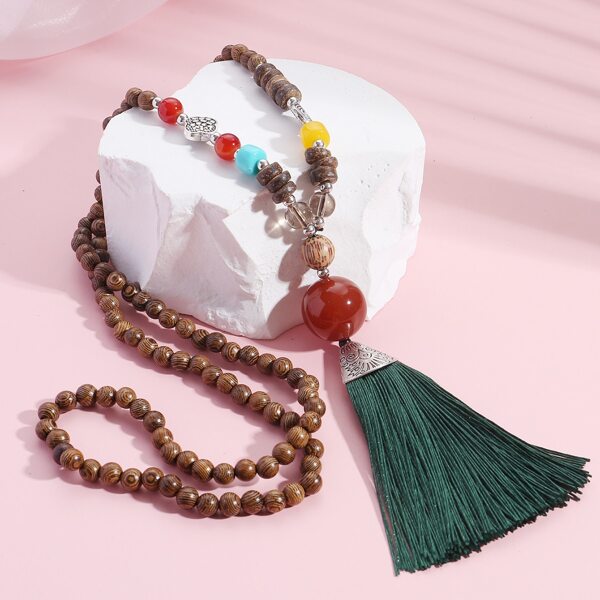 

Tassel Pendant Beaded Necklace, Multicolor
