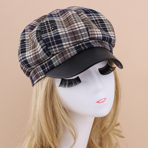 

Plaid Print Baker Boy Cap, Multicolor