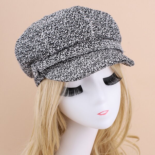 

Two Tone Baker Boy Cap, Black and white