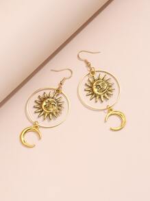 太陽和月亮耳墜 - 金黃色 - 查看 4