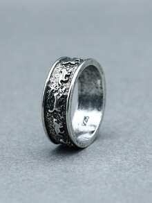 Anillo gato grabado - Plata antigua - Ver 4