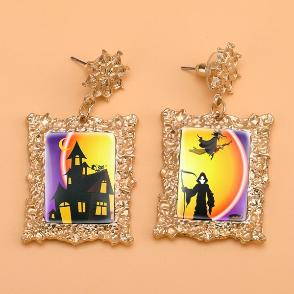 

Halloween Print Drop Earrings, Multicolor