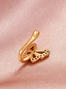 1入組簡約風和多用途水鑽鑲嵌蝴蝶鼻夾適用於女士們日常裝飾用品 - 金黃色 - 查看 2