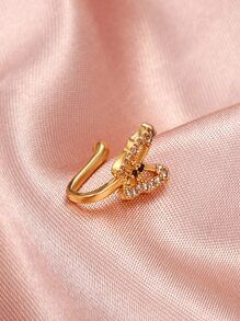 1入組簡約風和多用途水鑽鑲嵌蝴蝶鼻夾適用於女士們日常裝飾用品 - 金黃色 - 查看 3