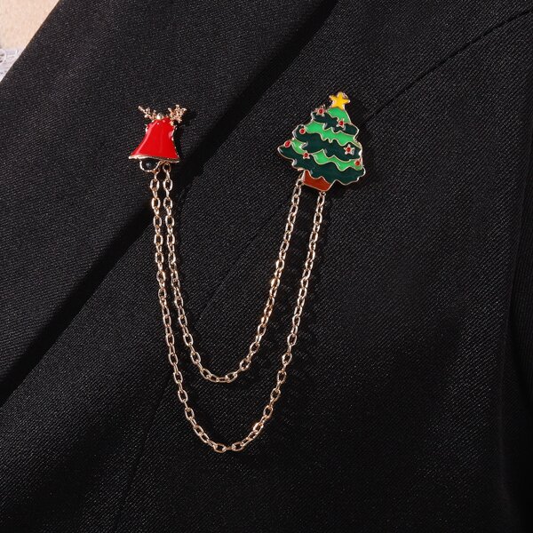 

Christmas Tree Chain Brooch, Multicolor
