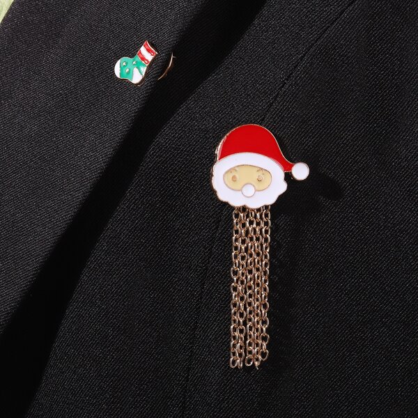 

2pcs Christmas Cartoon Brooch, Multicolor