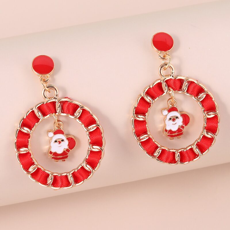 

Santa Claus Detail Christmas Earrings, Red