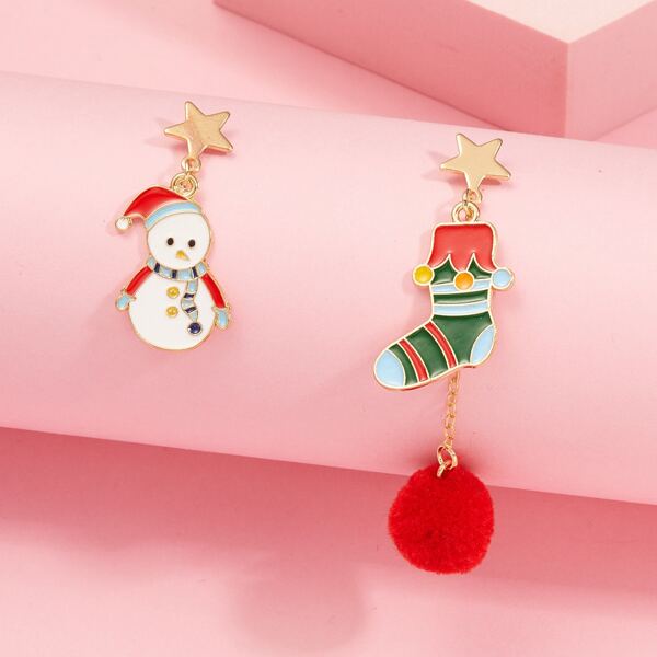 

Christmas Snowman Mismatched Earrings, Multicolor
