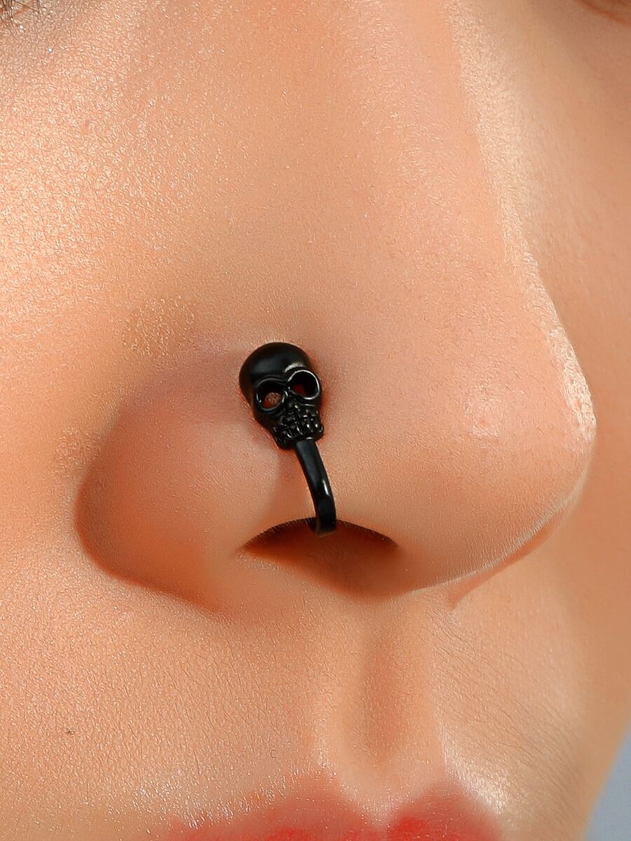 Brazalete de nariz con decoración de calavera - Negro - Ver 1