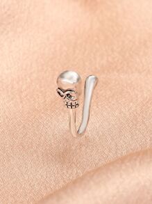 ROMWE Grunge Punk 骷髏裝飾鼻環 - 復古銀色 - 查看 3