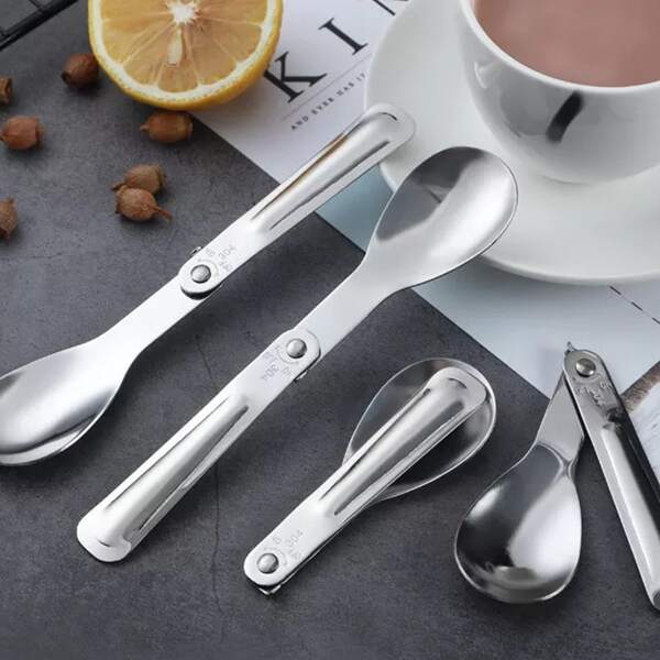 

4pcs Foldable Spoon Set, Silver