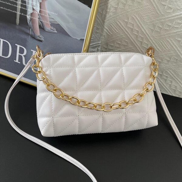 

Minimalist Chain Crossbody Bag, White