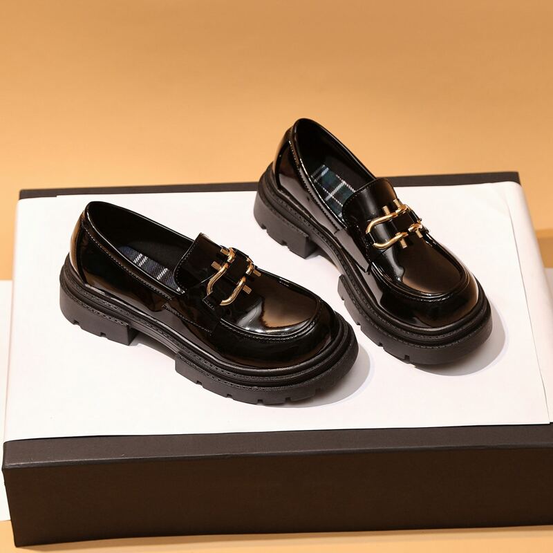 

Patent Leather Slip On Loafers, Black