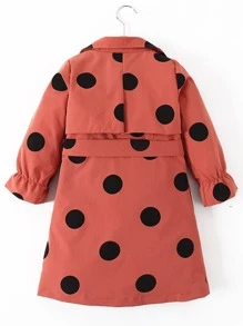 小女童波卡圓點腰帶風衣外套