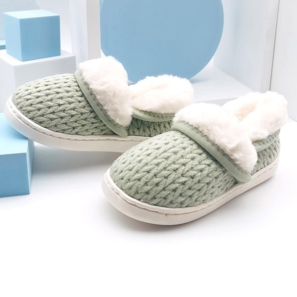 

Girls Knit Detail Fluffy Home Slippers, Green