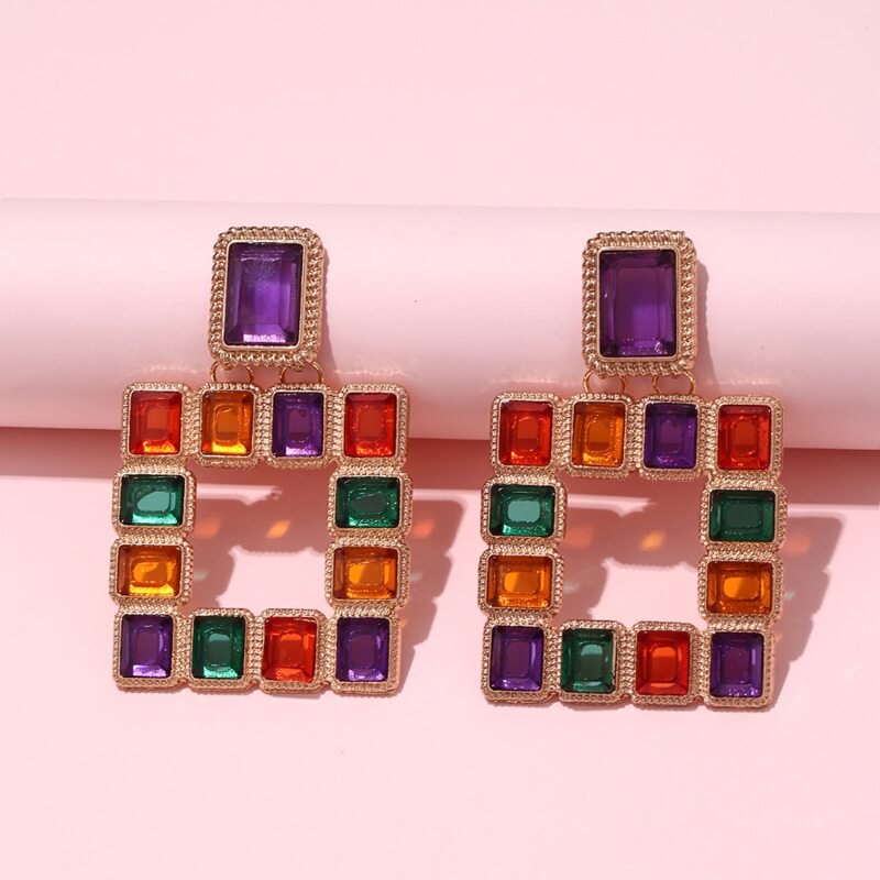 

Crystal Decor Earrings, Purple