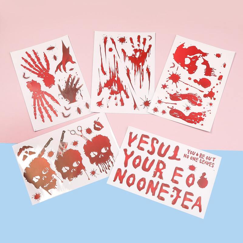 

5pcs Halloween Pattern Wall Sticker, Red