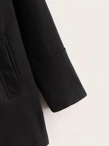 SHEIN Áo bành tô cho bé trai Túi Nút phía trước màu trơn Giải trí - màu đen - Xem 3