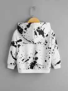 SHEIN Áo nỉ in hình giọt nước cho bé trai - Đen và trắng - Xem 2