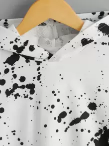 SHEIN Áo nỉ in hình giọt nước cho bé trai - Đen và trắng - Xem 3