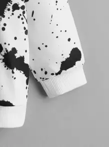 SHEIN Áo nỉ in hình giọt nước cho bé trai - Đen và trắng - Xem 4