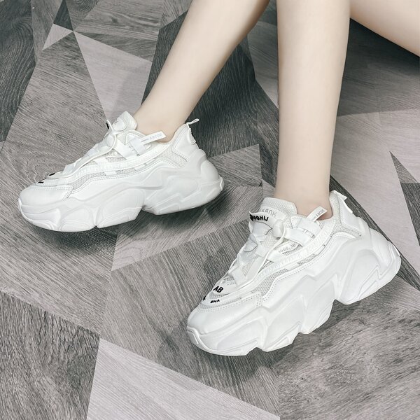 

Minimalist Lace Up Front Chunky Trainers, White