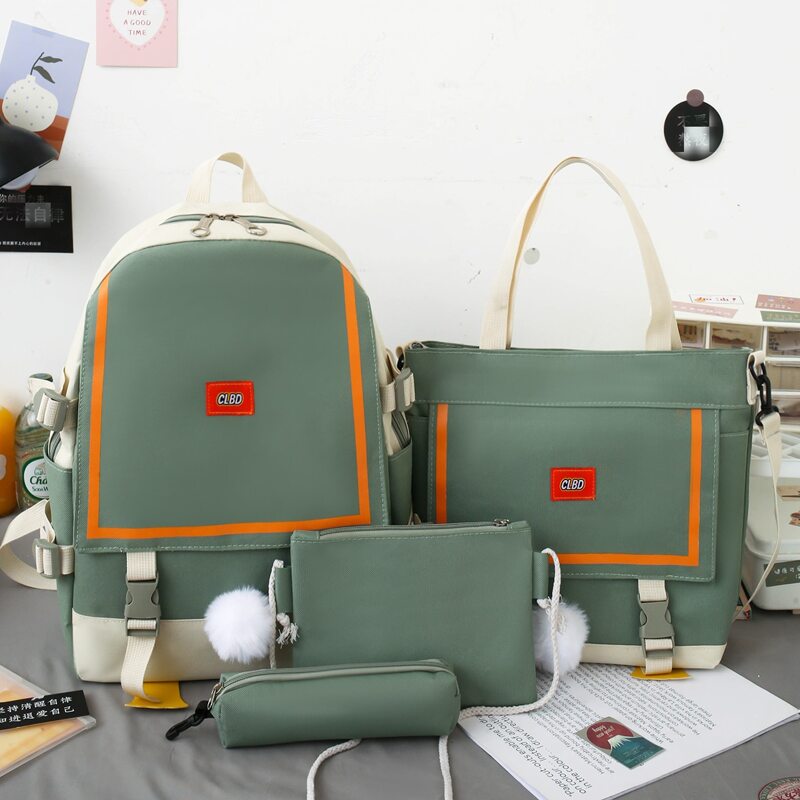 

4pcs Buckle Decor Bag Set, Green