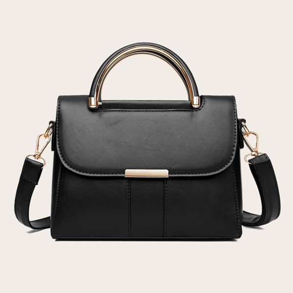 

Minimalist Flap Square Bag, Black