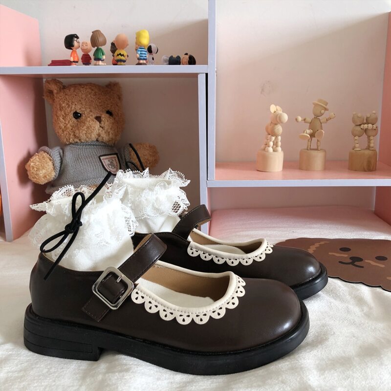 

Buckle Decor Mary Jane Flats, Brown