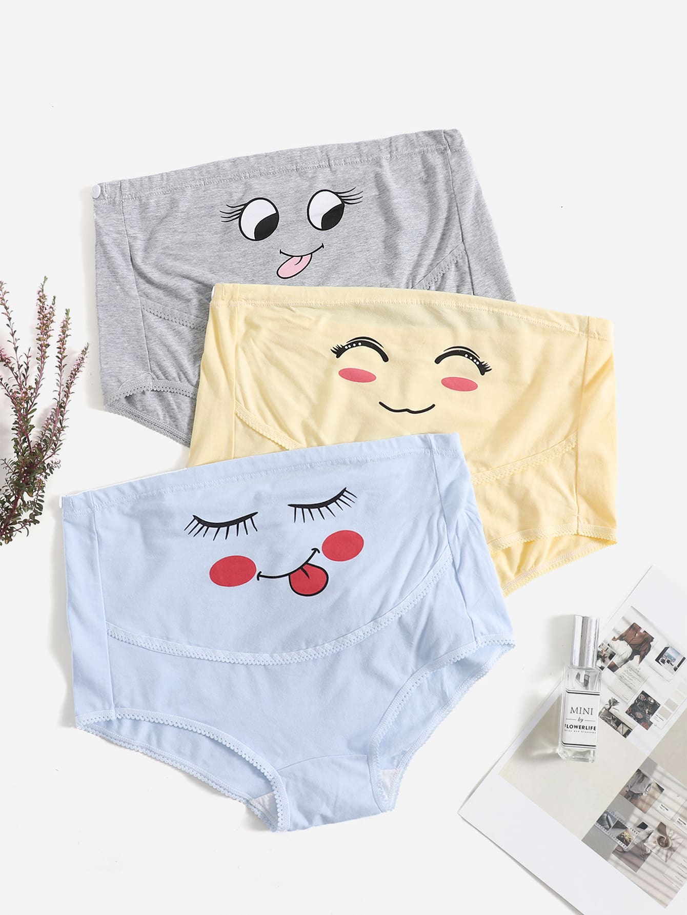 SHEIN 3pack Maternity Cartoon Graphic Panty Set For Mother
